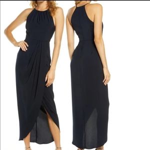 Shona Joy Draped Halter Tulip Gown